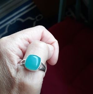 Men's genuine Chalcedony ring 11 new in SS